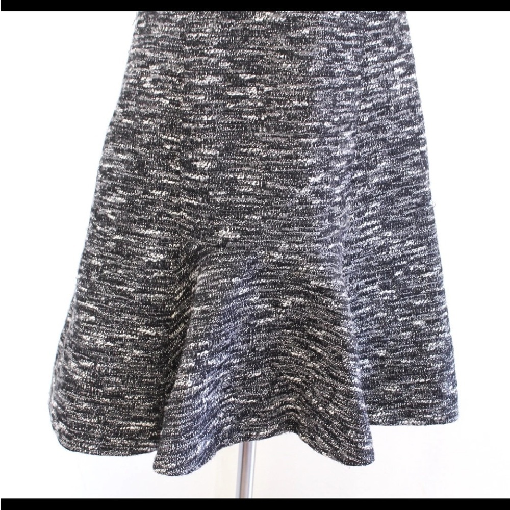 J Crew Black Gray White Mixed Tweed Panel Fit and Flare Flounce Dress Size XXS - Picture 5 of 11